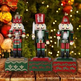 Boîtes 32 cm Boîte de musique en bois de casse-noisette en bois pour la maison décoration de Noël ornements cadeaux d'anniversaire figurines