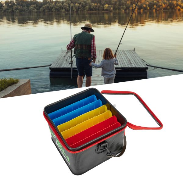 Cajas de 48 ranuras para calamar, caja de plantilla de cebo EVA, cubo de almacenamiento de madera, bolsa de aparejos de pesca para barcos, accesorios de pesca engrosados multifuncionales