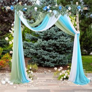 Boîtes 70 * 600cm Décoration de mariage Arc Tissu drapé tissu transparent en tulle drapage de toile de fond de fête