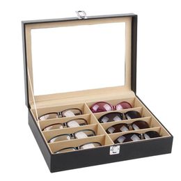Boîtes 8 grille étui à lunettes Faux cuir lunettes de soleil boîte lunettes support boîte de rangement lunettes boîte affichage Collection lunettes bijoux