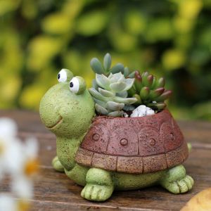 Dozen Diervormige Cartoon Bloempot Leuke Schildpad Vaas Pot Woondecoratie voor Vetplanten Kantoor Ornament Desktop Dierenvaas