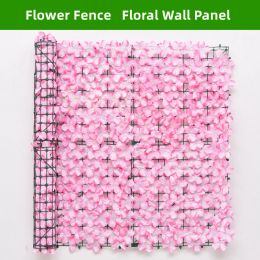 Boîtes Panneaux de mur de fleurs artificiels 2x0,5 m Fleurie Garden Fence Floral Haid Mur Mur Galls for Wedding Ftearping Garden Balcony Decor