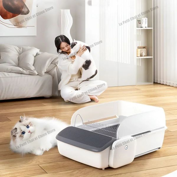 Cajas automáticas para gatos, caja de arena inteligente, autolimpieza, control por aplicación, bandeja de arena para inodoro para mascotas, Arenero Gato de gran capacidad