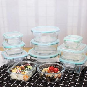 Boxesbags 1040 ml en verre alimentaire Conteneur de rangement de plats avec couvercles en verre Reprécères de préparation à air étanche à lunch de verre Bento boîtes BPA