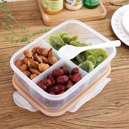 DozenTassen Lunchbox voor studenten, magnetron, transparante bentobox, rechthoekige plastic cafetaria, verdeeld in compartimenten, eenvoudige pr