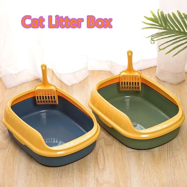 Cajas Caja de arena para gatos de plástico de mejor venta Productos para mascotas Bandeja de arena para perros y gatos Caca Caja de arena Inodoro para animales + Pala para arena gratis