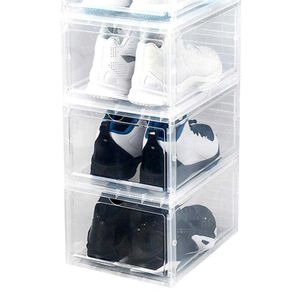 Boîtes Bacs Armoires transparentes PP Anti-poussière Empilable Flip Tiroir s Boîte Conteneur De Stockage Étagère À Chaussures Organisateur étagère W0428