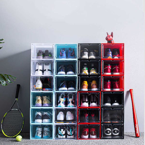 Boîtes bacs bricolage étagère à chaussures Sneaker boîte de rangement plier en plastique chaussures étui organisateur boîte à chaussures en plastique assemblage armoire à chaussures W0428