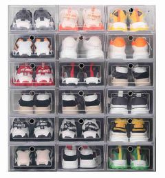 Boîtes Bacs US Clear Shoe Box Set Rangement Pliable En Plastique Porte Transparente Maison Placard Organisateur Cas Étagère Pile Affichage W0428