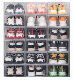 Boîtes Bacs US Clear Shoe Box Set Rangement Pliable En Plastique Porte Transparente Maison Placard Organisateur Cas Étagère Pile Affichage W0428