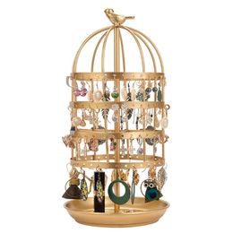 Boîtes à oiseaux Cage en boucles d'oreilles Rotation de bijoux disposition du support de support de support de stockage de stockage