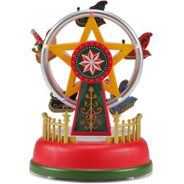 Dozen Carnival Animated Ferris Whest Christmas Scene Illumined Village Collection, Home Desk Decoration, Displays LED Lights Musical