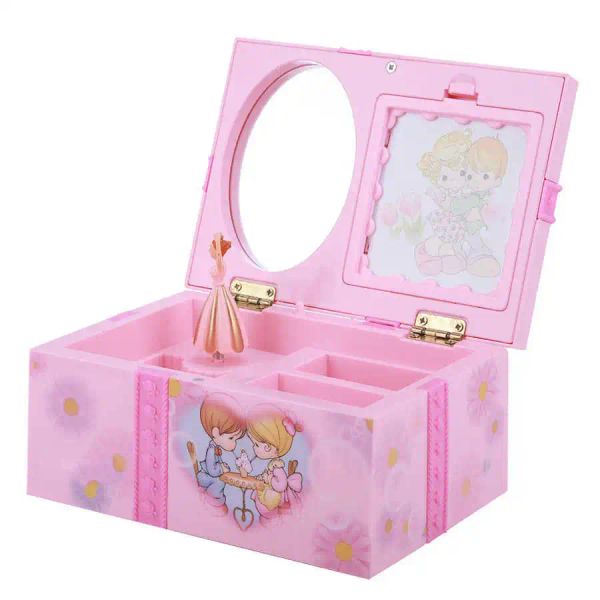 Cajas Caja de música de niña bailando de dibujos animados Canciones aleatorias Caja musical de plástico Caja de almacenamiento de joyas Regalo de cumpleaños de Navidad Decoración del hogar