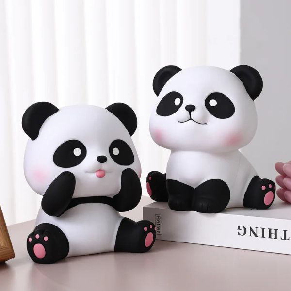 Tirelire Panda de dessin animé, tirelire pour enfants, enfants et adultes, cadeau Kawaii, pièces d'animaux de dessin animé, billets de banque, dépôt en espèces