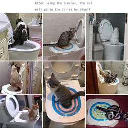 Boîtes Kit d'entraînement aux toilettes pour chats, entraîneur de toilettes pour chiens et chats, nettoyage des toilettes en plastique pour animaux de compagnie, siège de toilette pratique pour animaux de compagnie.