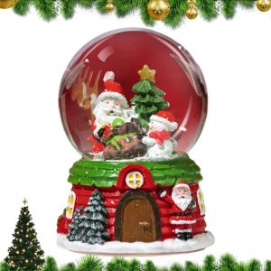 Boîtes Boule à neige musicale de Noël Décoration de Noël de dessin animé Boules de cristal alimentées par batterie avec LED Boule de musique mignonne de globe d'eau