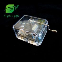 Dozen Clear Acryl Hand Hand Crank Music Box Fur Elise verjaardag jubileumgeschenken