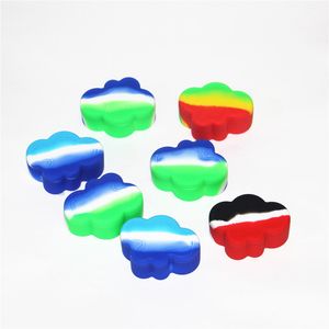 Boîtes nuage silicone conteneur 4 cavités pot pour stocker l'huile de cire Dab crème de soin de la peau Silicon Box capteurs de cendres en verre