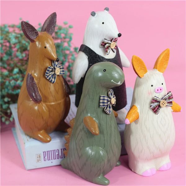 Boîtes créatives animaux cochon de piggy banc de dessins animés Boîte à argent Ornements figurines Sauver de l'argent des cadeaux de décoration intérieure
