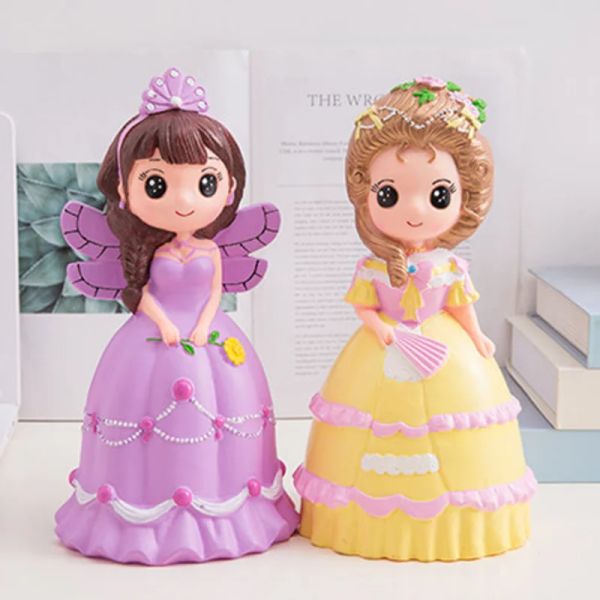 Boîtes Tirelire créative ailes mignonnes princesse poupée tirelires grand vinyle résistant aux chutes dessin animé fille banque de pièces cadeau pour enfants décor