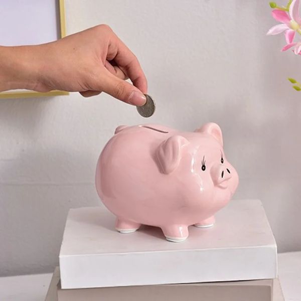 Cajas Lintas cajas de dinero de boda Caja de monedas de cerámica Almacenamiento para niños ahorrando un pequeño cerrojo de cerdo de cerdo