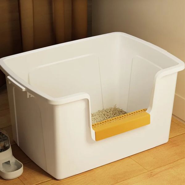 Cajas de gato profundo caja de arena de gran tamaño antisplash inodoro integrado de gato abierto