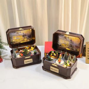 Boîtes délicates festivals de musique décoration de Noël rotatif longtemps Utiliser Merry Christmas Music Box