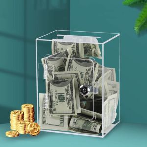 Dozen Desktop Speelgoed Transparant Spaarpot Tip Potten Geld Munt Volwassenen Houder Geld Barman Kantoor Brievenbus Cadeau Kinderen