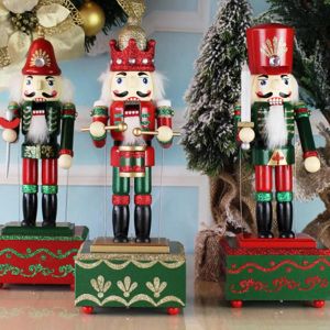 Dozen diy houten notenkraker drummer muziekbox verjaardag cadeau vintage home kerstdecoraties kerstmuziekboxen navidad 32 cm