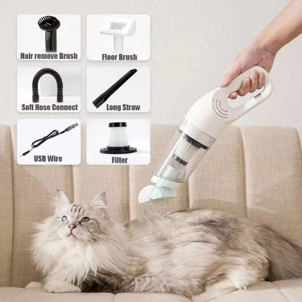 Boîtes électriques rechargeables pour animaux de compagnie chien chat absorbeur de poils aspirateur de voiture sans fil maison sans fil Mini 12000 Pa aspirateur d'aspiration