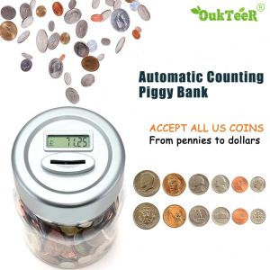 Boîtes électroniques automatique numérique comptage tirelire LCD boîte d'affichage pièces de monnaie boîte d'économie d'argent pot pour USD EURO argent cadeaux pour enfants