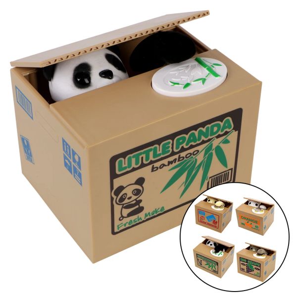 Cajas Cajas electrónicas de dinero para niños Regalos Panda Cat Automatizado Robado Banco de monedas Piggy Banks Caja de ahorro de dinero lindo plástico