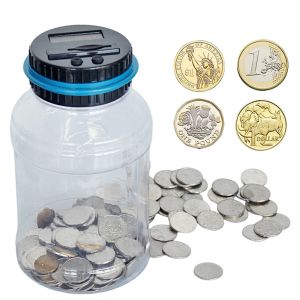 Dozen Elektronische Piggy Bank Teller Coin Digitale LCD TELD COIN MONT MONT MINDERSVERZICHT JAR COUNS OPSLAG USD EURO MONTAAL DOSSITIE JAR