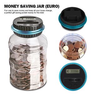 Boîtes électroniques Piggy Bank Counter Coin Digital LCD Counting Coin Money Saving Box Jar Coins Boîte de rangement pour GBP Euro Money Kids Gift
