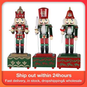 Dozen Fantastische kerstmuziekdoos Houten muzikale heiligheid en heldenmoed Notenkraker Home Decor Ornament Kerstcadeau