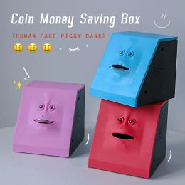 Boîtes Face Piggy Bank Funny Coin Money Sauvegarde Boîte de sauvegarde Nouveauté Automatique Coin Bank Coins Boîte de rangement Facebank Home Decor Gifts Kids