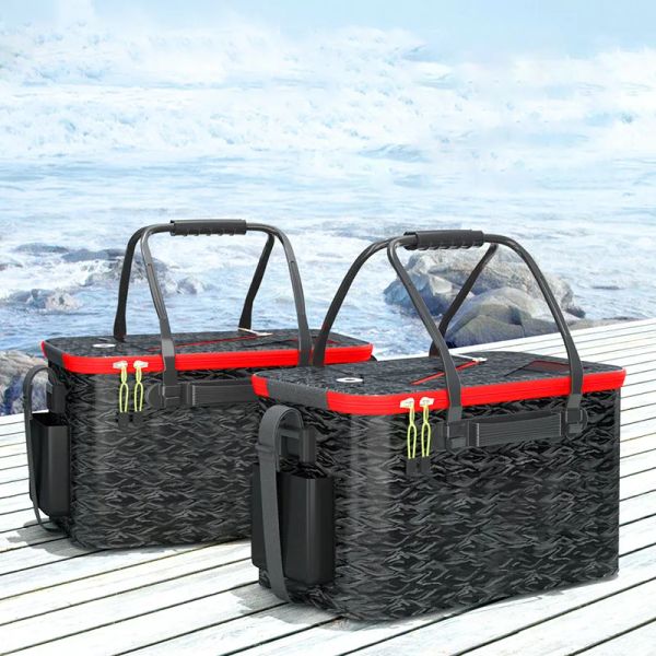 Cajas Herramientas de pesca Cubo de pescado vivo plegable Eva Sellado Bolsa de pescado impermeable Angling Fishing Fishing Tank Box Bucket