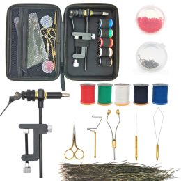 Kit d'outils d'étau pour attacher des mouches, pince en laiton, Rotation à 360 °, finisseur de fouet, support de fil de canette avec matériaux de pêche à la mouche