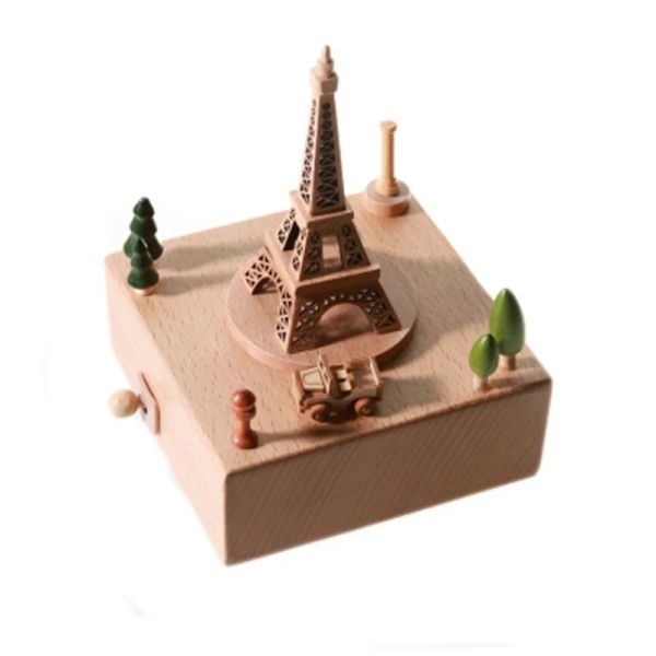 Boîtes pour eiffel Tower Wood Music Box Table Home Decoration Decoration Valentin's Day Gift Ornam