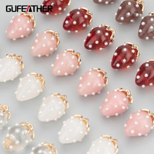 Cajas Gufeather Mb69, accesorios de joyería, cobre, plástico, hallazgos de joyería, forma de fresa, hechos a mano, dijes, colgantes diy, 10 unids/lote