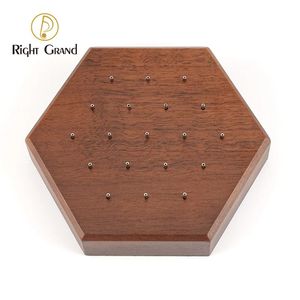 Cajas hexagonales de nogal negro, soporte de exhibición de madera maciza para joyería Piercing de 16g y 14g, soporte de exhibición moderno con 19 agujeros