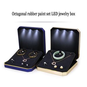 Dozen Hoge kwaliteit LED-licht Sieraden Set Display Opslag Verpakking Doos Ketting Ring Oorbel Organisator Lade Huwelijkscadeau Mystery Box