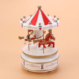 Boîtes cheval boîte rotative boîte à musique en bois noël saint valentin cadeaux d'anniversaire pour enfants carrousel
