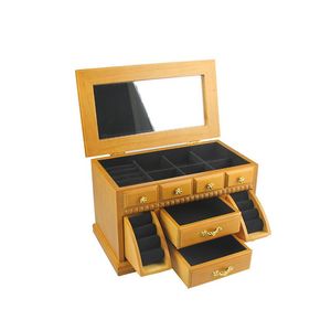 Cajas grandes de madera para joyería, organizador de pendientes de madera, anillos, collares, vitrina de almacenamiento, cofre de joyería de regalo