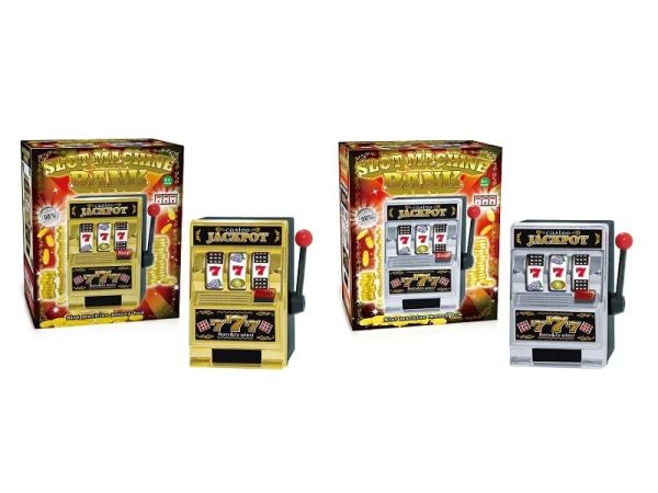 Boîtes Las Vegas Style Tablet Top Machine Machine mécanique Machine de fruits Machine à argent Coin Banque Casino Jackpot Slot Machine Piggy Bank Modèle