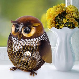 Boîtes en forme de hibou en métal, boîte d'économie d'argent, tirelire mignonne, décoration de maison, articles d'ameublement, artisanat, cadeau de noël pour enfants