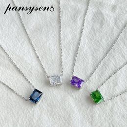 Dozen Pansysen Solid Sier Sieraden Ice Cut Emerald Sapphite Gesimuleerde Moissanite Diamond Chain Kettingen Verjaardag Fijne Sieraden