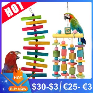 Boîtes de jouets pour perroquets, en acrylique suspendu avec cloches, morsures, Cages à mâcher, support Atoo, balançoire, jouet pour oiseau, produit pour animaux de compagnie