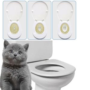 Dozen Kattenbak Katten Toilettrainingsset PVC dienbladset Professionele puppy kattenreinigingstrainer Toilet voor kattentraining Toiletbril