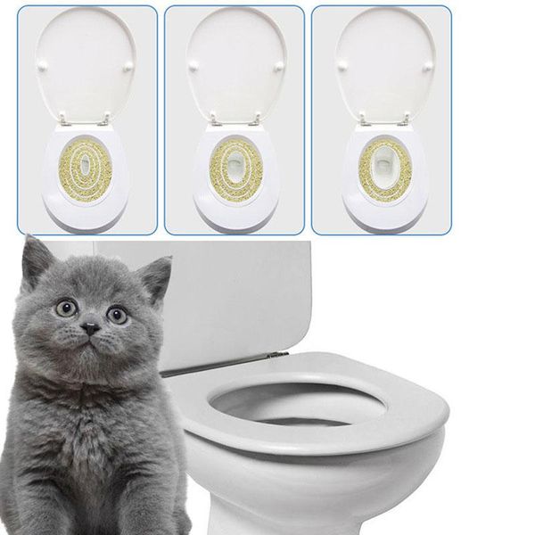 Cajas Caja de arena para mascotas Kit de entrenamiento para el baño para gatos Juego de bandejas de PVC Entrenador de limpieza profesional para cachorros y gatos Inodoro para entrenamiento de gatos Asiento de inodoro